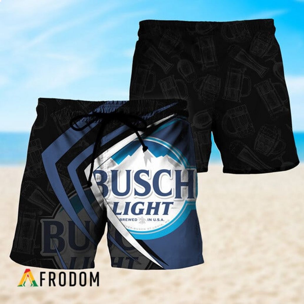 Busch Light Beer Black Mix Esport Doodle Hawaiian Short