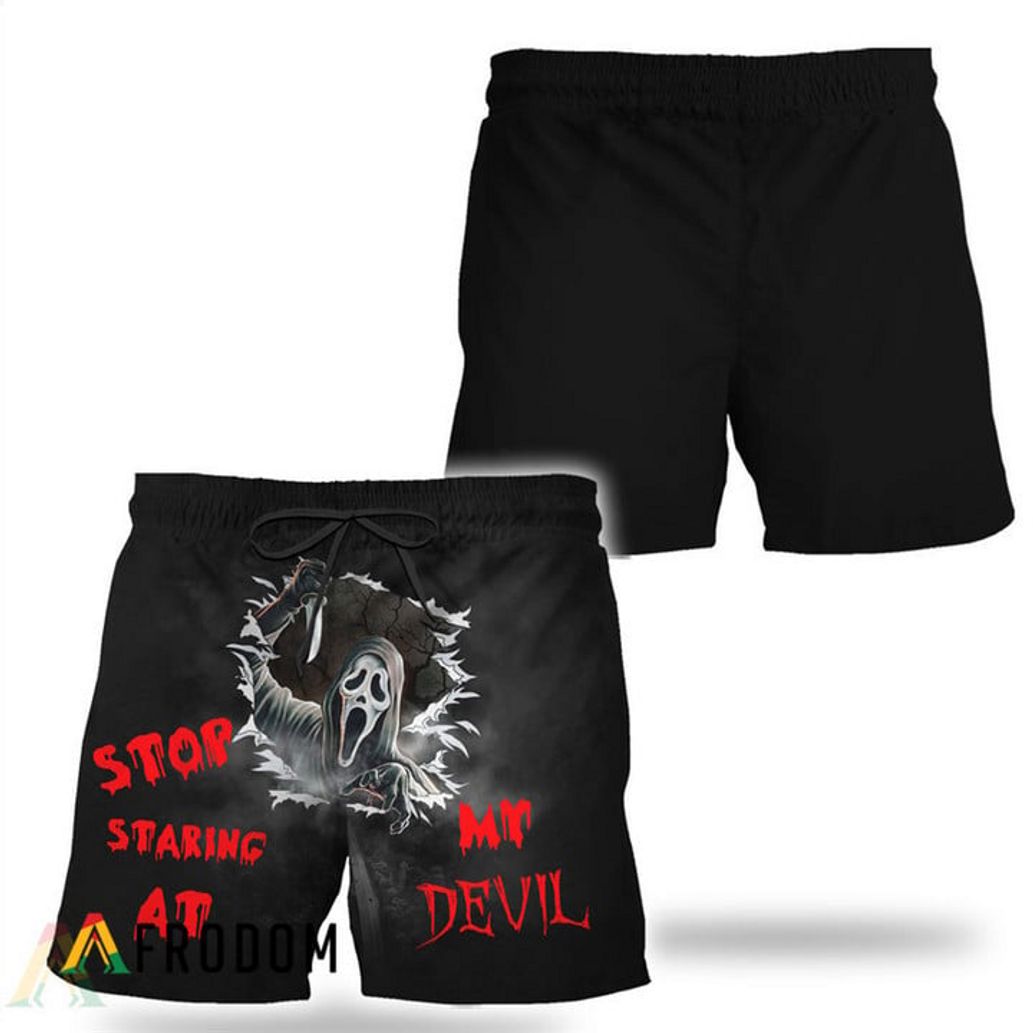 Horror Stop Staring At My Devil Hawaiian Short