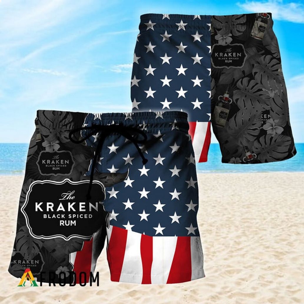 Kraken Rum American Flag Hawaiian Short