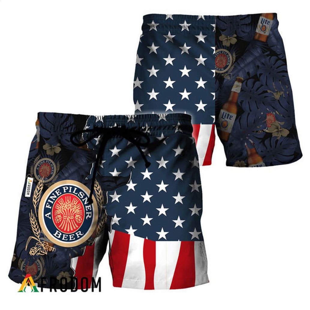 Miller Lite American Flag Hawaiian Short - Beaststore3d