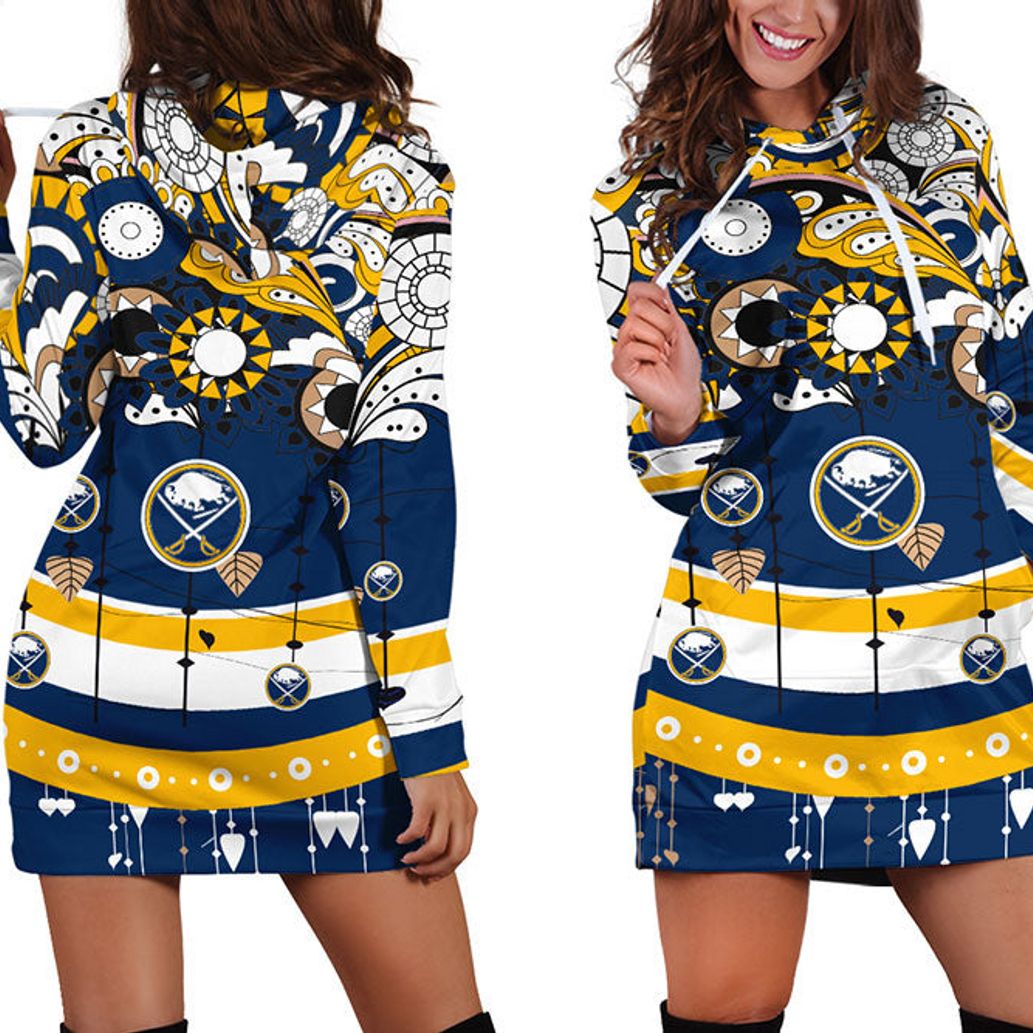 NHL Buffalo Sabres Flower Blue Hoodie Dress