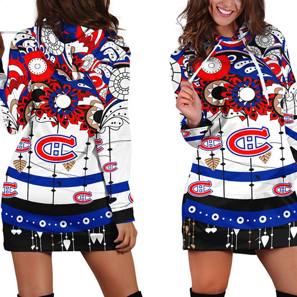 NHL Montreal Canadians Flower Blue Red Hoodie Dress