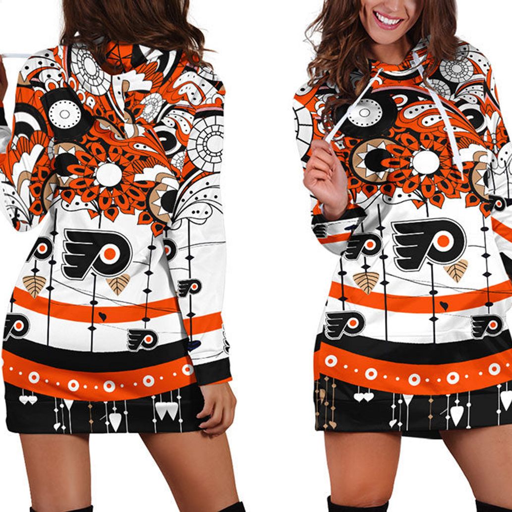 NHL Philadelphia Flyers Flower Orange Hoodie Dress