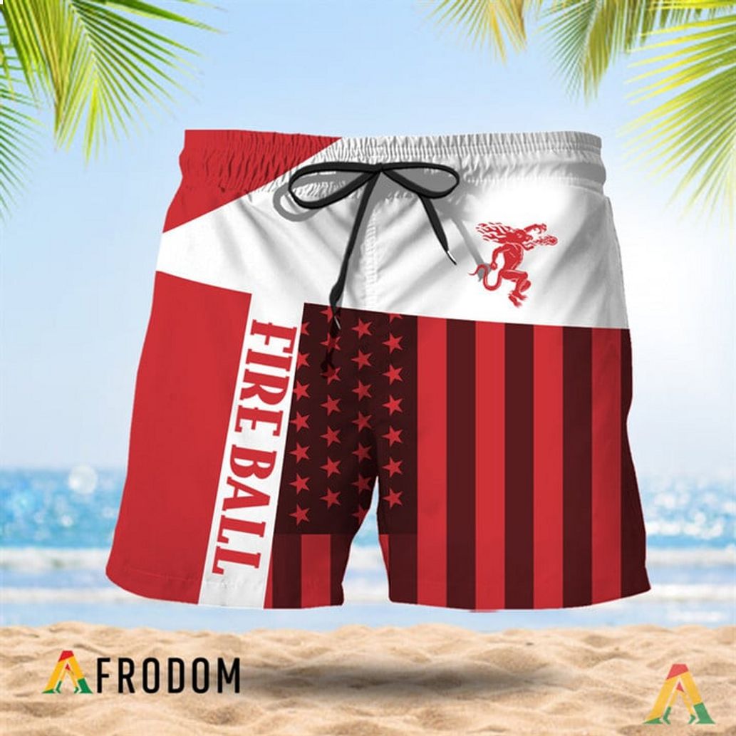 Patch Fireball Whisky American Flag Hawaiian Short