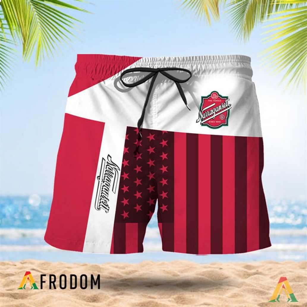 Patch Narragansett Beer American Flag Hawaiian Short