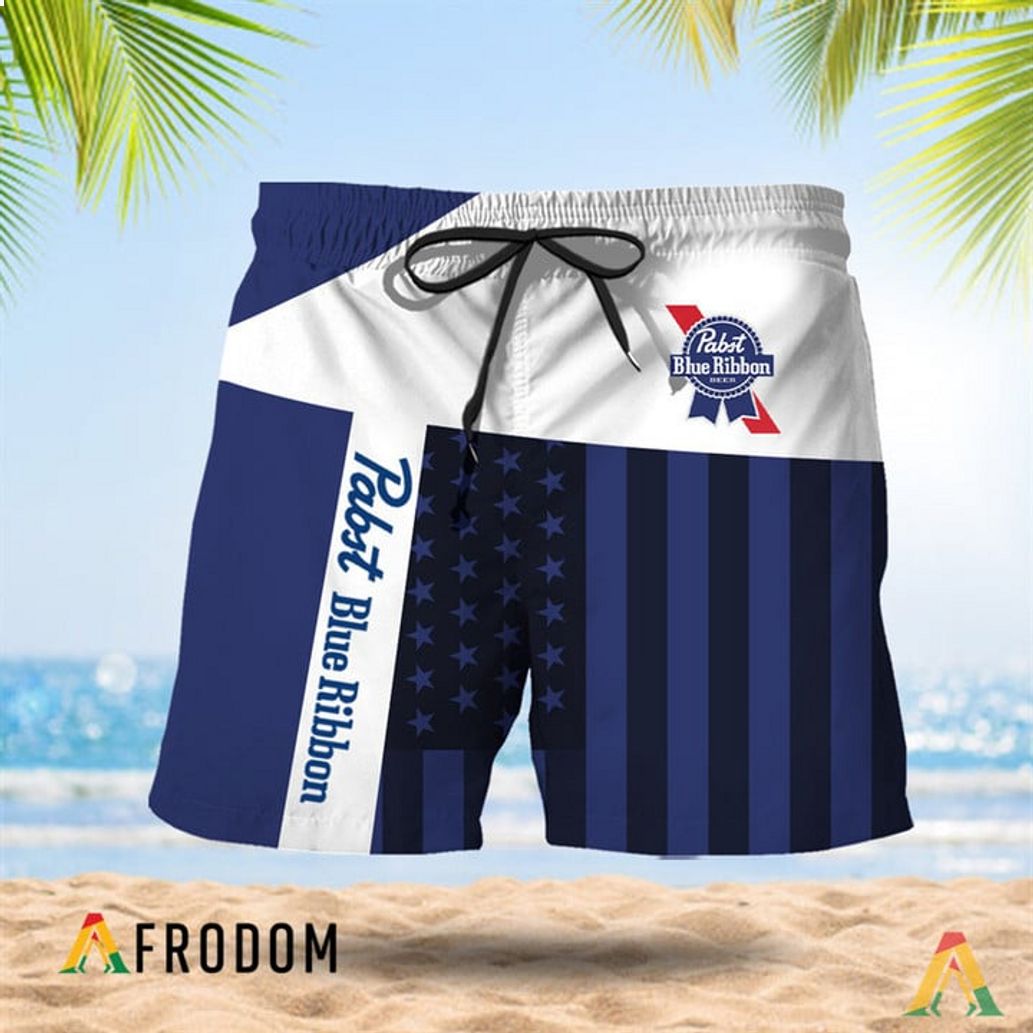 Patch Pabst Blue Ribbon American Flag Hawaiian Short