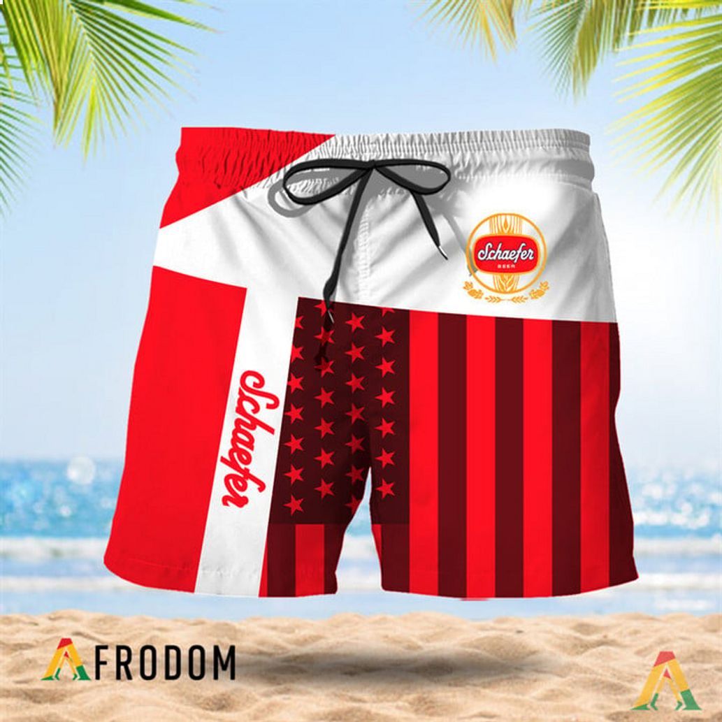 Patch Schaefer Beer American Flag Hawaiian Short