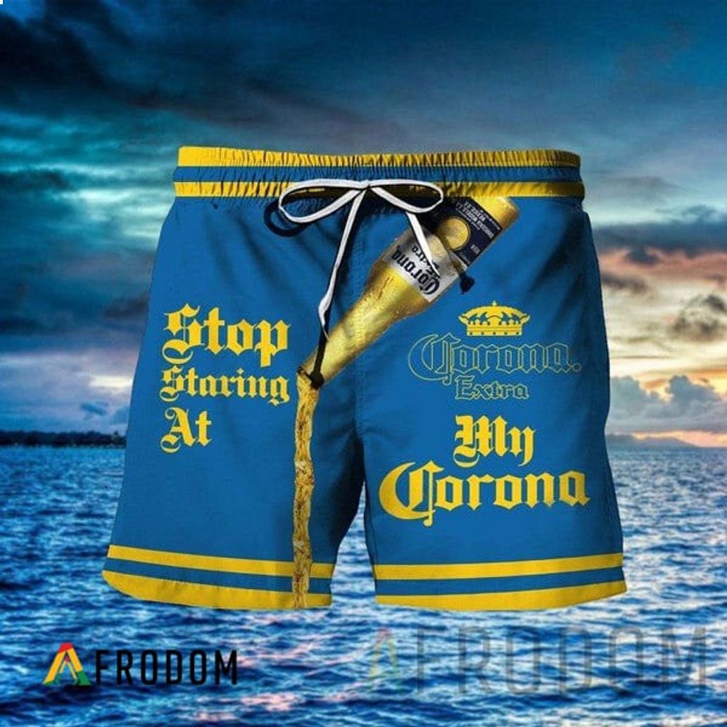 Stop Staring At My Corona Extra Beer Hawaiian Short