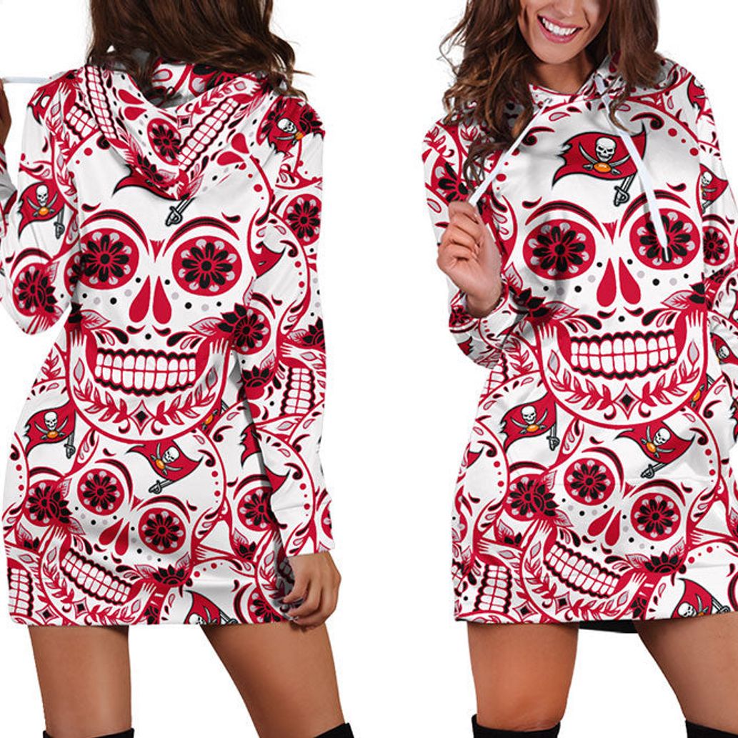 NFL Tampa Bay Buccaneers Flower Red Hoodie Dress 3D