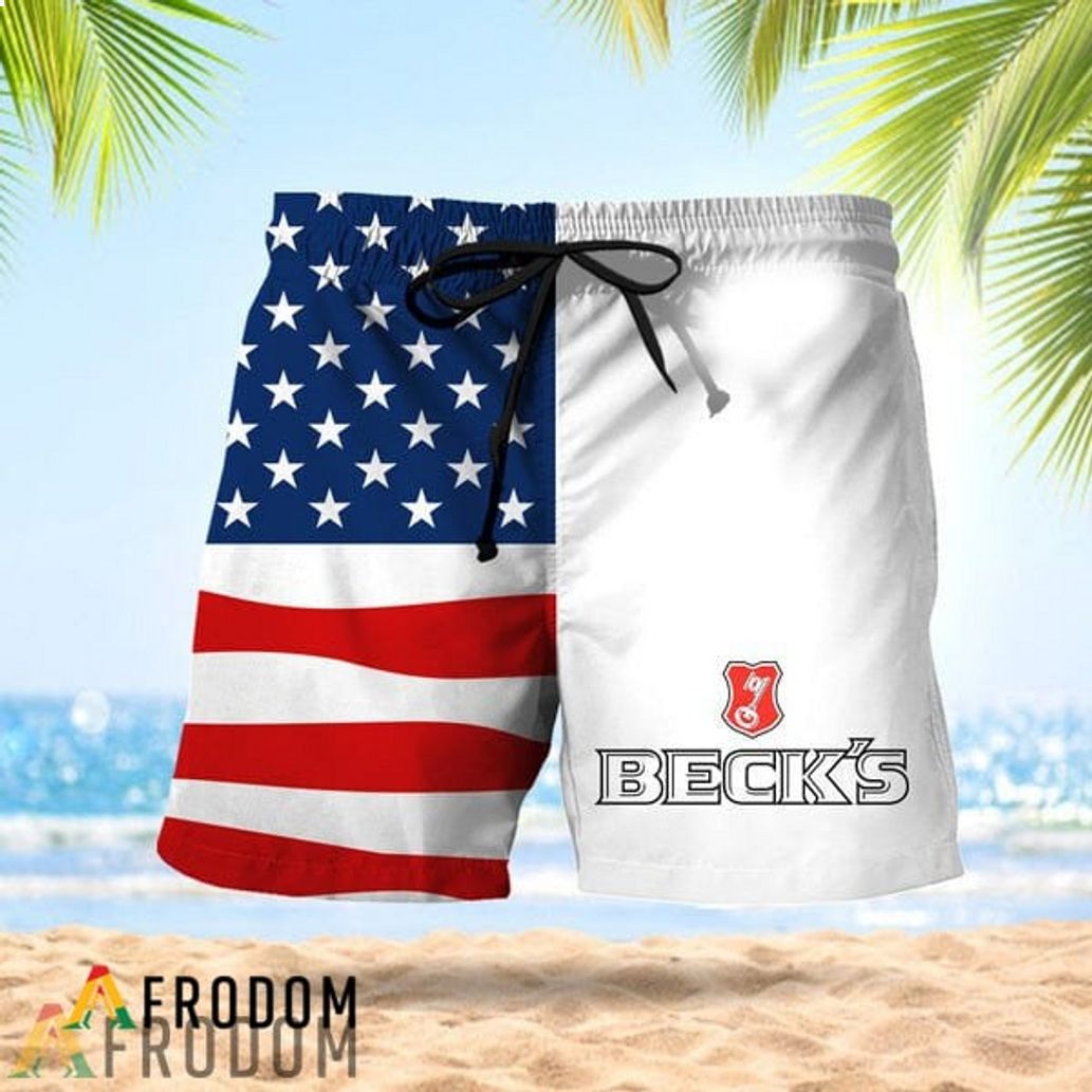 Vintage USA Flag Fourth Of July Beck’s Hawaiian Short
