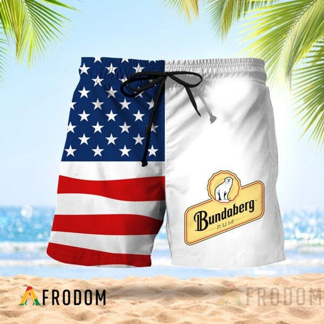Vintage USA Flag Fourth Of July Bundaberg Rum Hawaiian Short