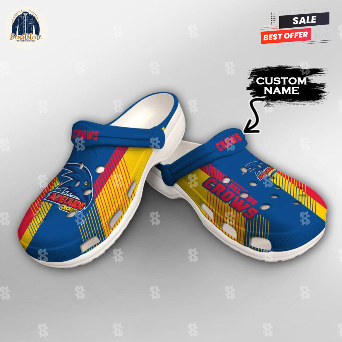 AFL Adelaide Crows Custom Name Navy Blue Crocs