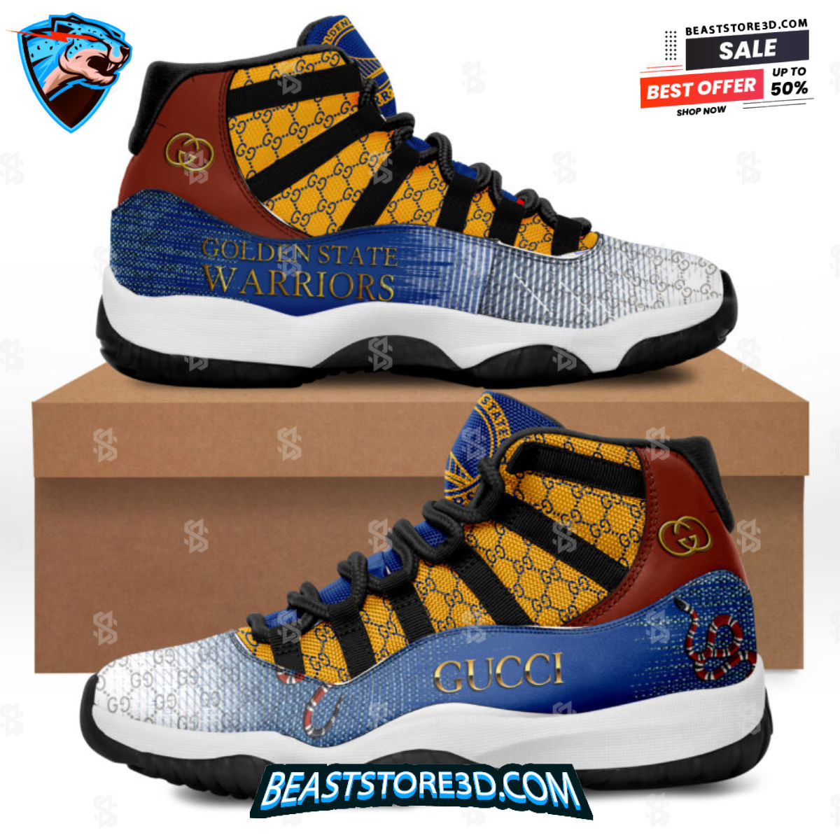 Golden State Warriors x Gucci Snake Air Jordan Retro 11 Sneakers