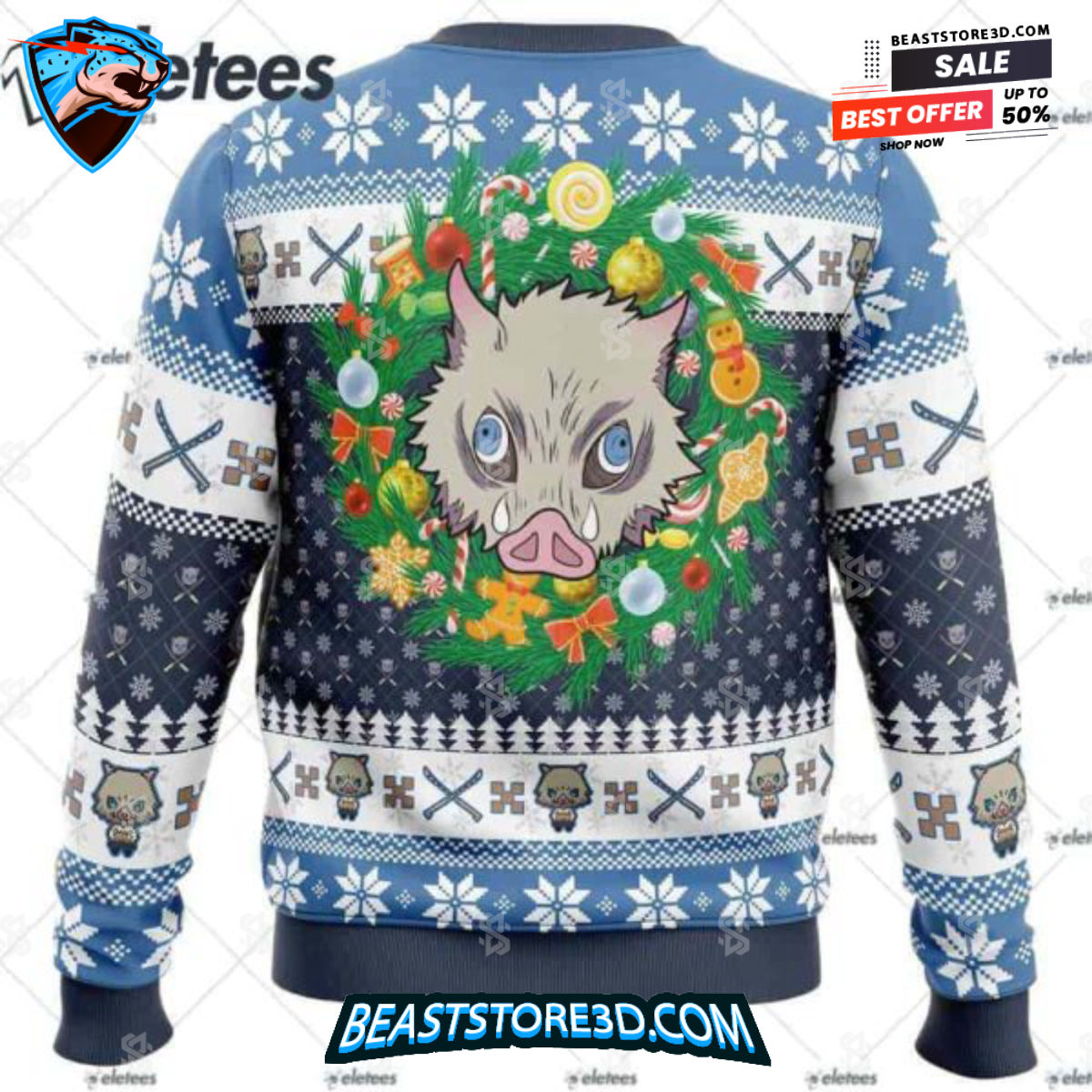 Hashibira Inosuke Demon Slayer Ugly Christmas Sweater