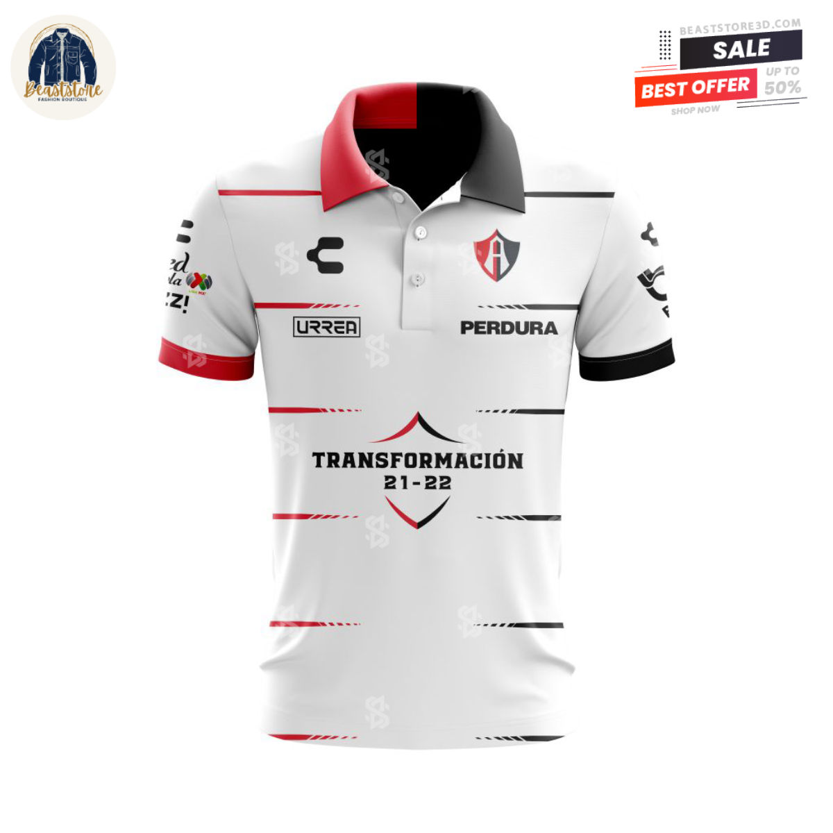 LIGA MX Atlas Charly Futbol Away Custom Polo Shirt
