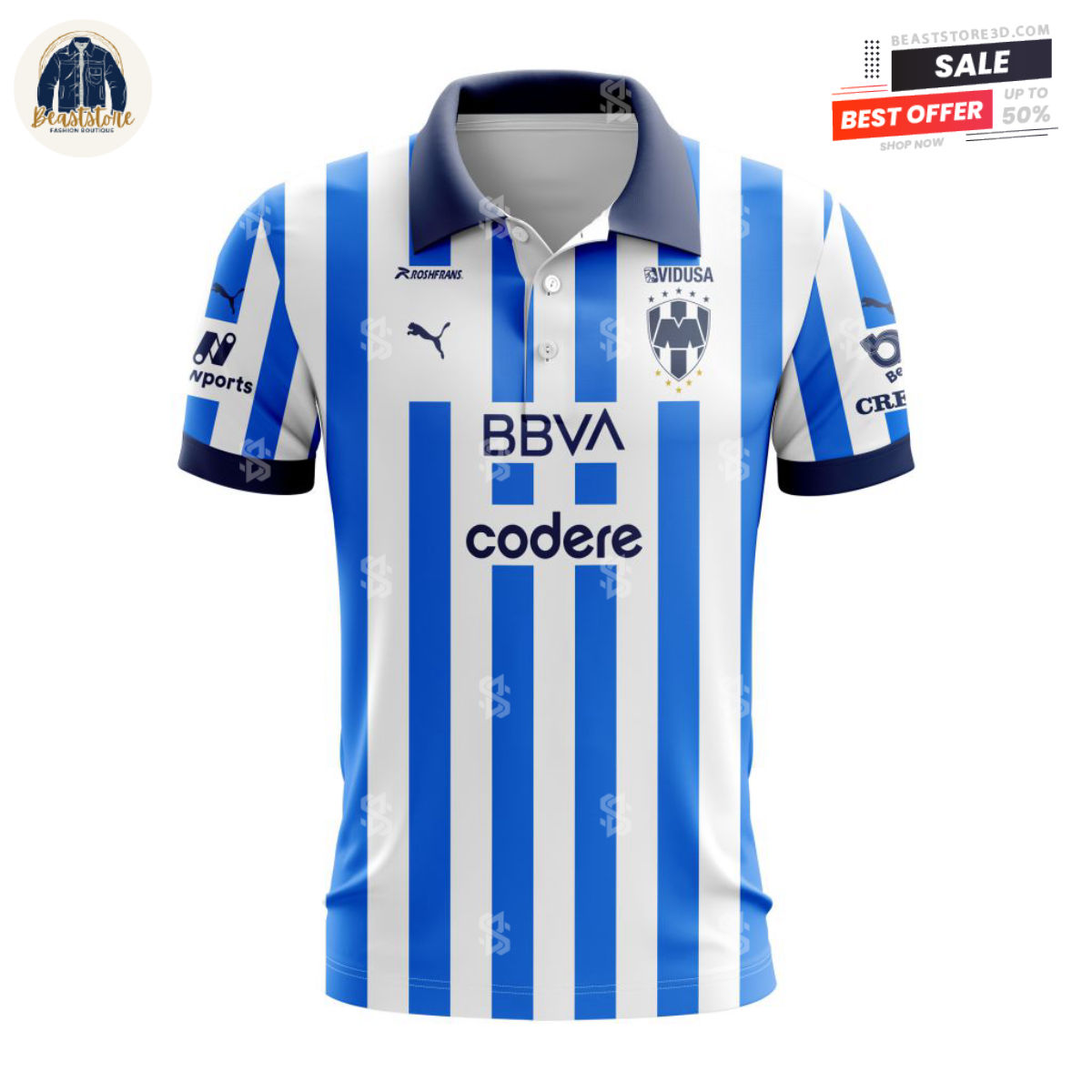 LIGA MX CF Monterrey BBVA Codere Custom Polo Shirt