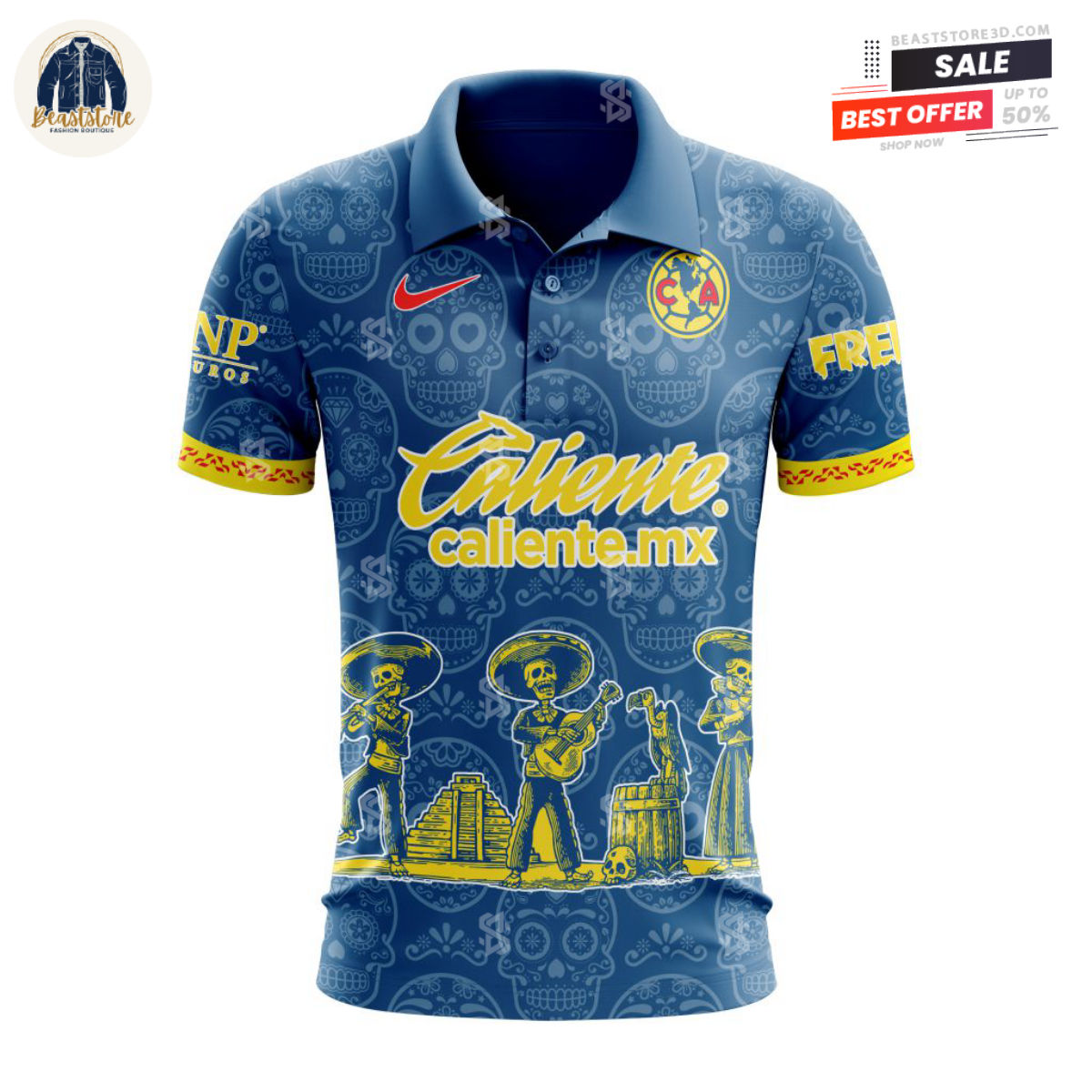 LIGA MX Club America Away Dia De Muertos Custom Polo Shirt