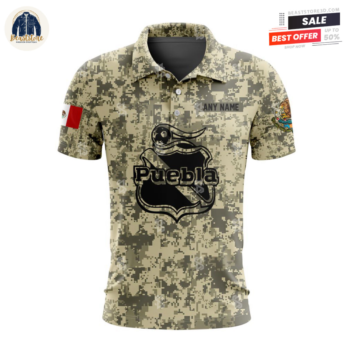 LIGA MX Club Puebla Camo Custom Polo Shirt