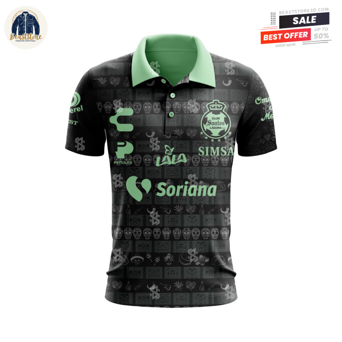 LIGA MX Club Santos Laguna Away Dia De Muertos Custom Polo Shirt