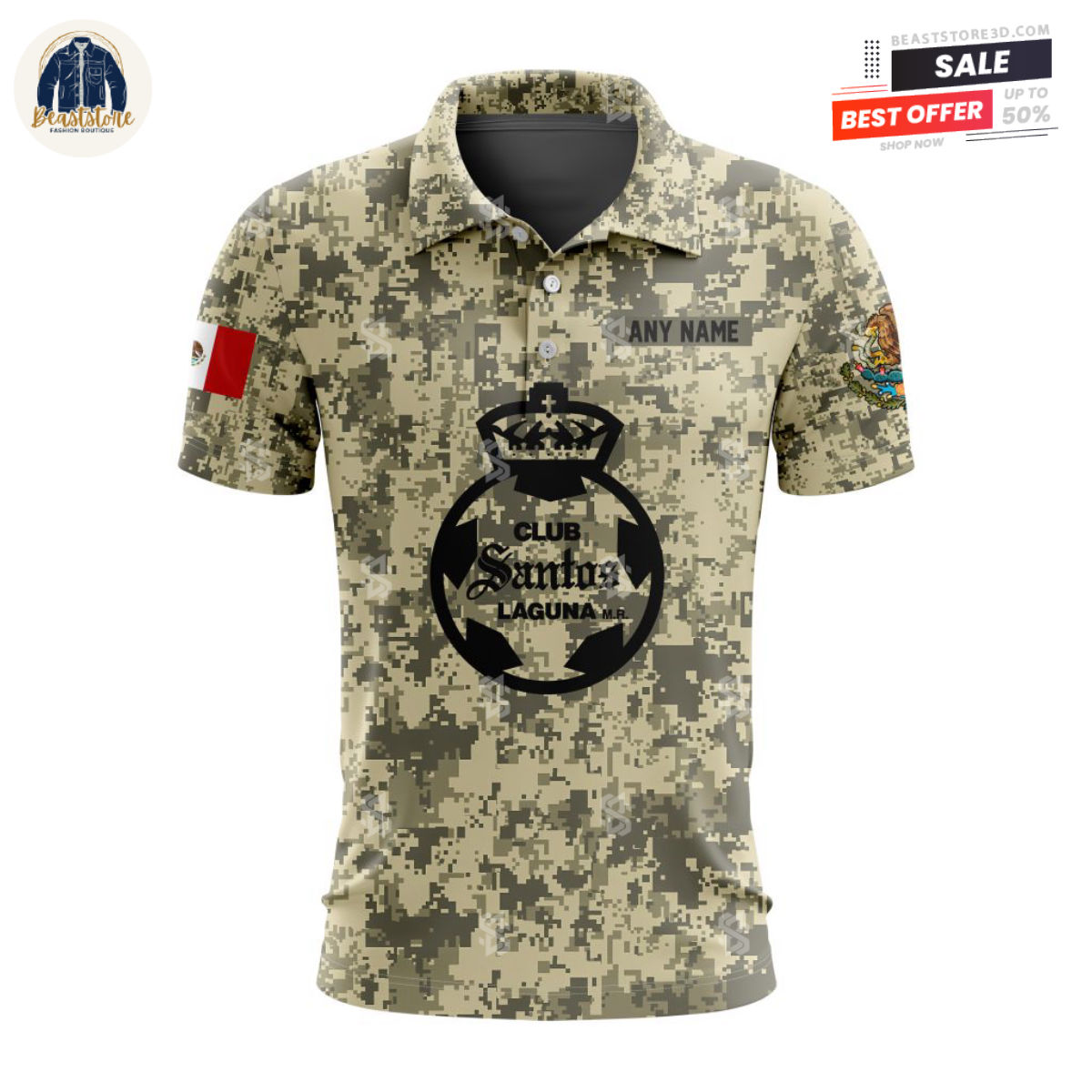 LIGA MX Club Santos Laguna Camo Custom Polo Shirt