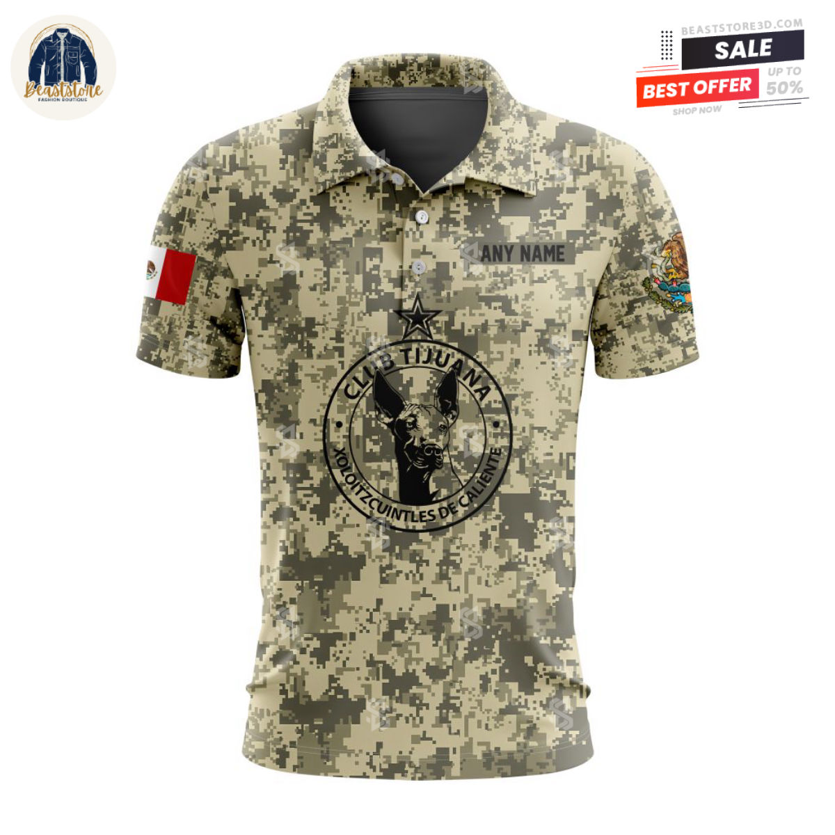 LIGA MX Club Tijuana Camo Custom Polo Shirt