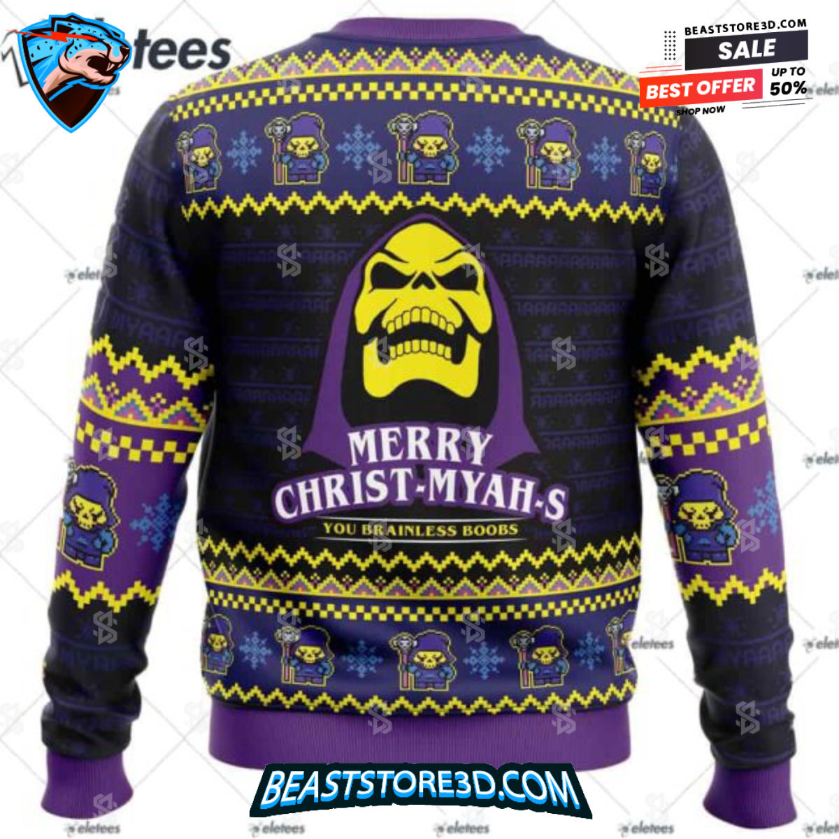 Merry Christ Myahs You Braninless Boobs Ugly Christmas Sweater