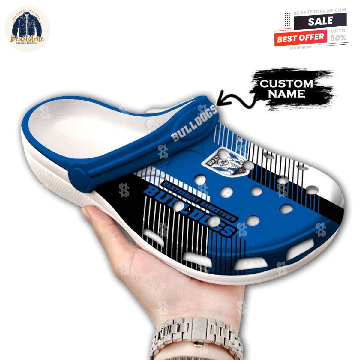 NRL Canterbury-Bankstown Bulldogs Blue Custom Name Crocs