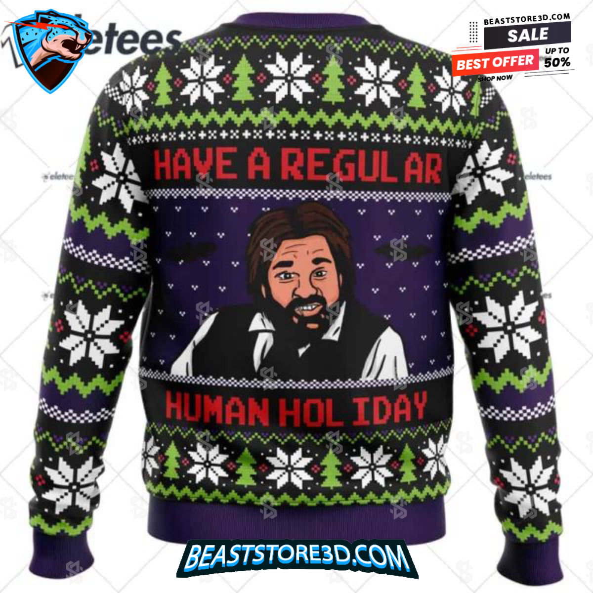 Regular Human Holiday What We Do In The Shadows Ugly Christmas Sweater