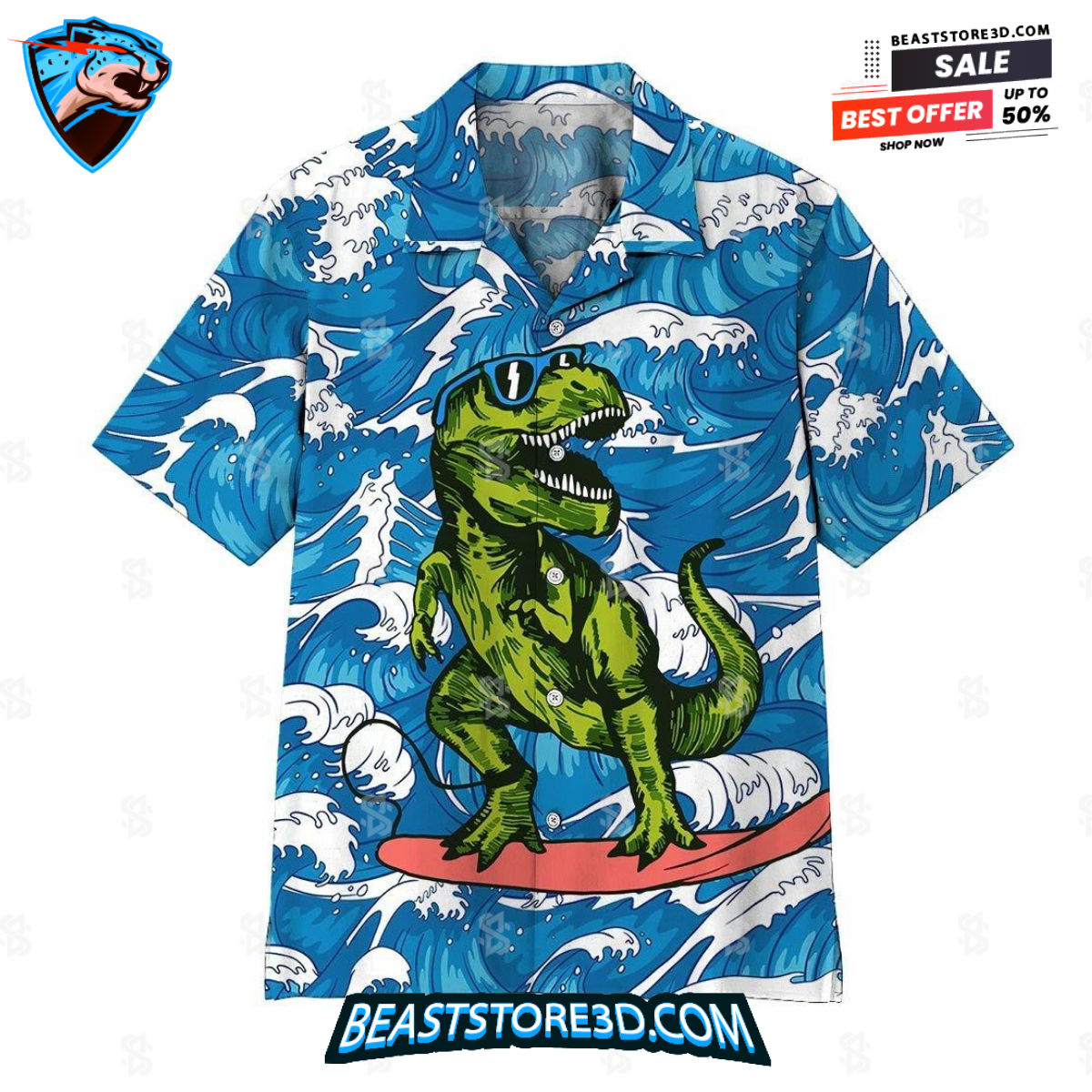 T Rex Surfing Aloha Hawaiian Shirt 1697613821866 ghtEQ.jpg