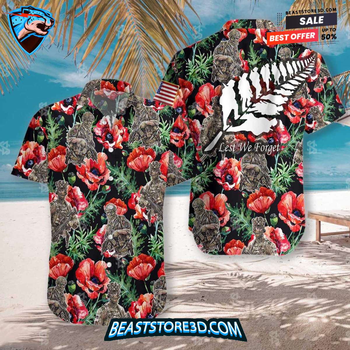 Veteran Less We Forget Aloha Hawaiian Shirt