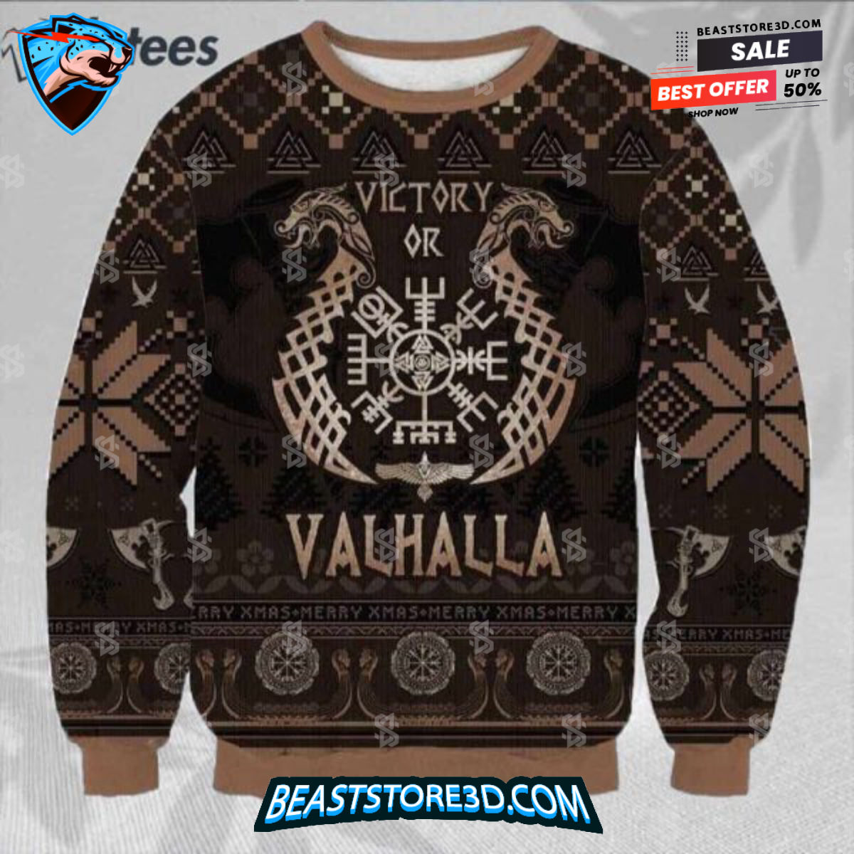 Victory Or Valhalla Ugly Christmas Sweater